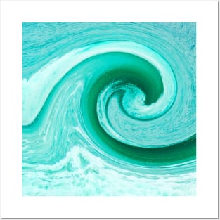 Catch an ocean wave in teal blue waters and surf Posters and Art